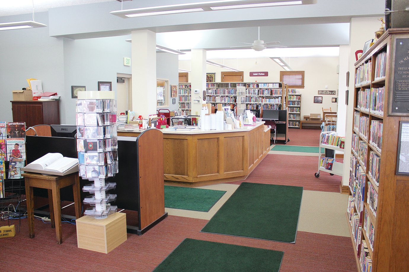 The first floor of the Linden Public Library welcomes visitors to a freshly-renovated-yet-historic facility.
